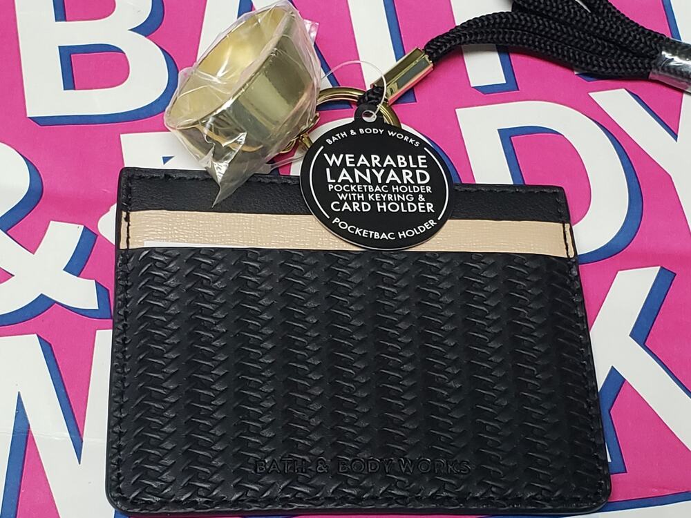 BBW Black Weave Wearable Lanyard PocketBac Holder w. Keyring & Card Holder